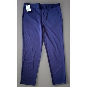 New TimelessFlex Dress Pants Trousers Blue Straight Leg Flat Front 40x30 JBHS
